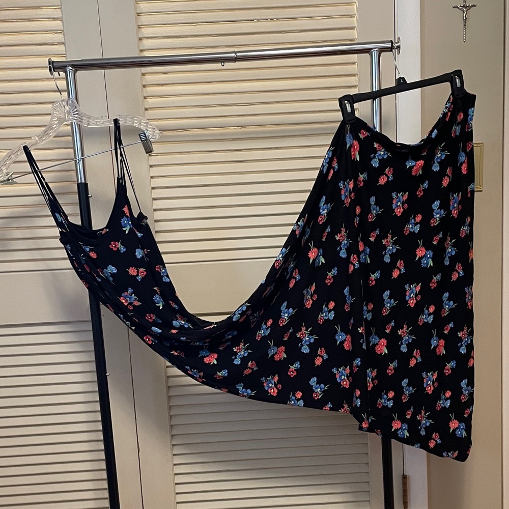 SO Black Maxi Dress with Colorful Floral Design, Tall
